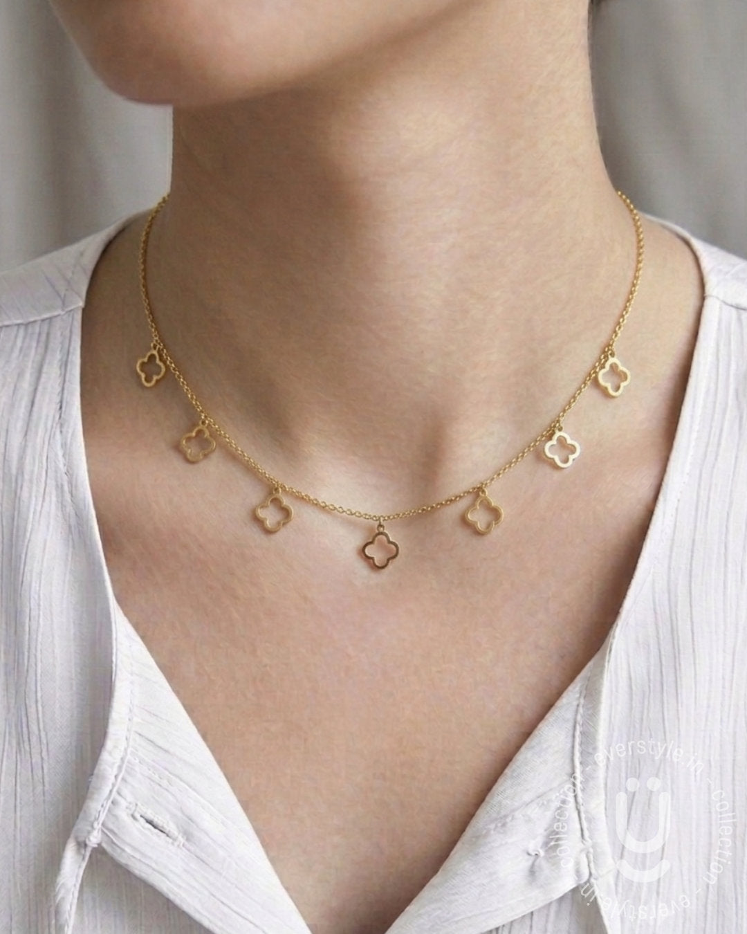 Anti-Tarnish Gold Clover Necklace