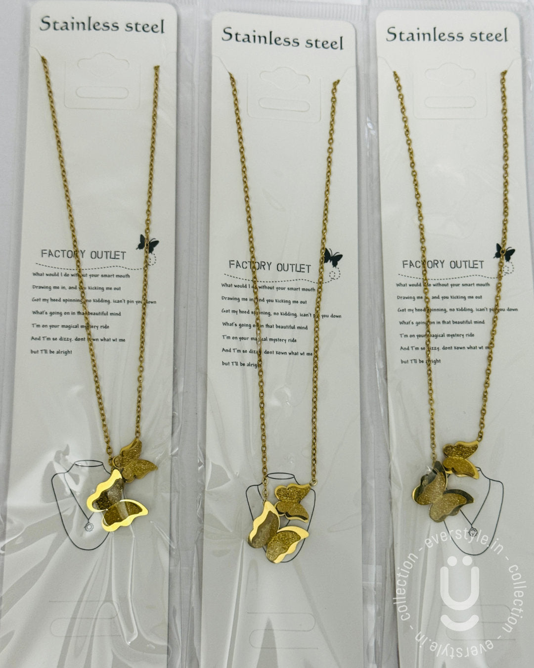 Anti-Tarnish Gold Double Butterfly Necklace