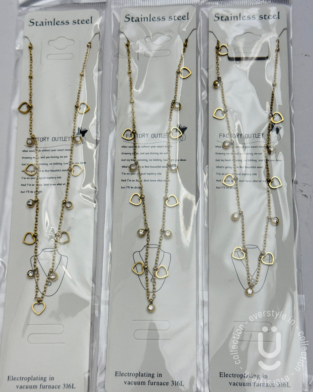 Anti-Tarnish Gold Heart Stone Necklace