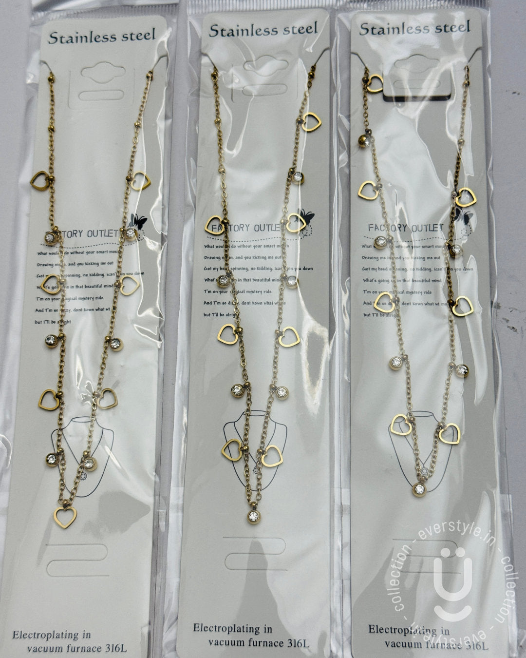 Anti-Tarnish Gold Heart Stone Necklace