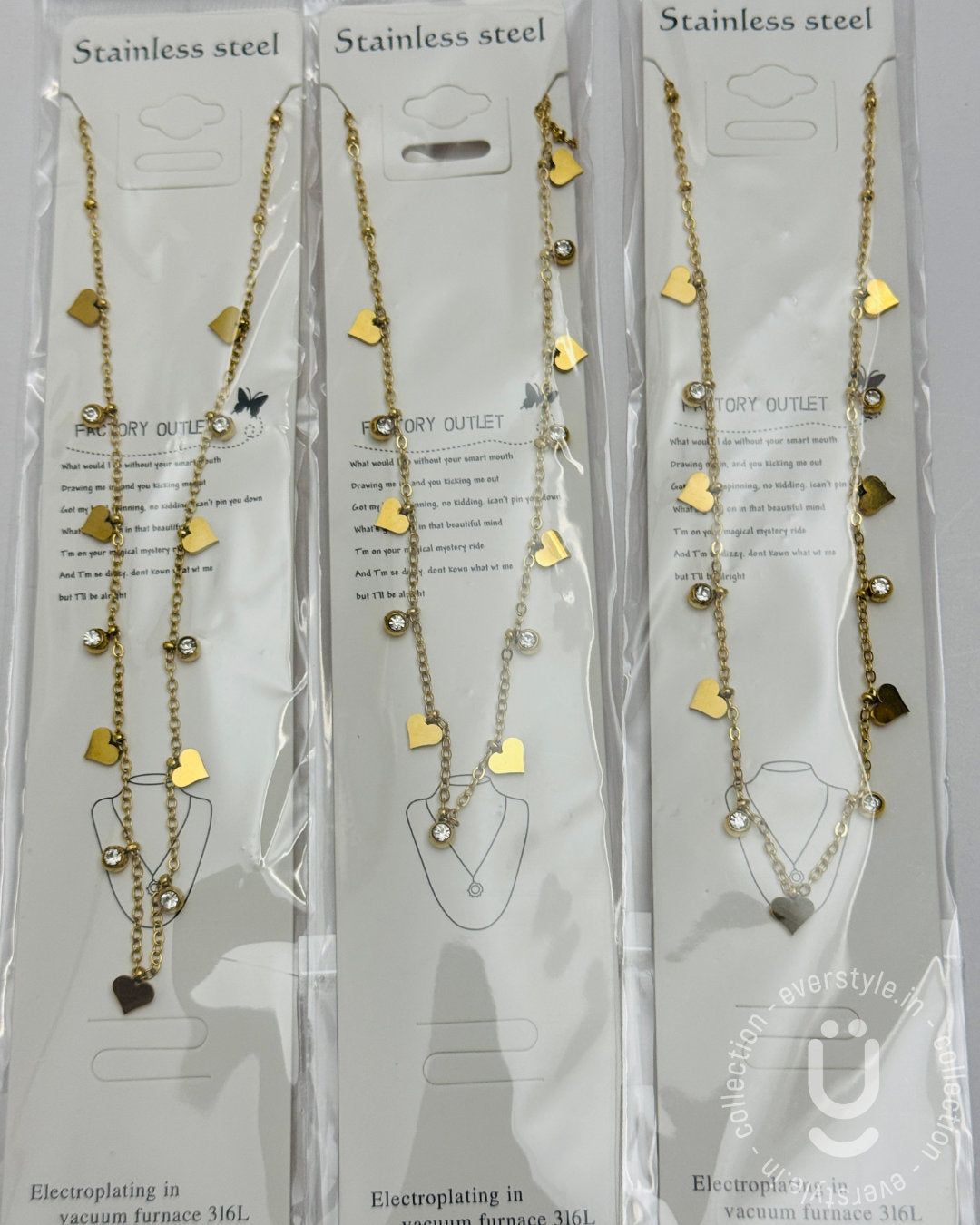 Anti-Tarnish Gold Heart Stone Necklace