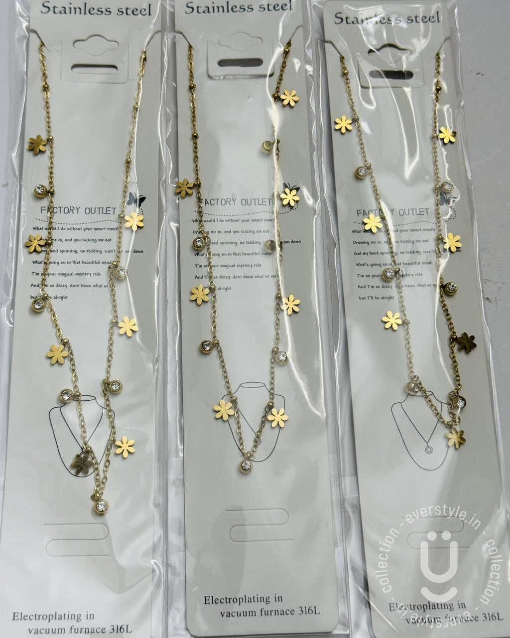 Anti-Tarnish Gold Flower Stone Necklace
