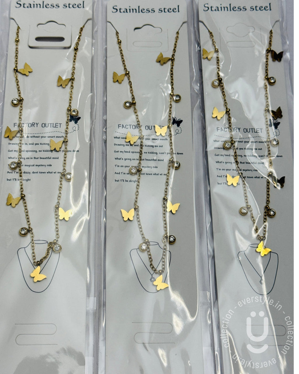 Anti-Tarnish Gold Butterfly Stone Necklace