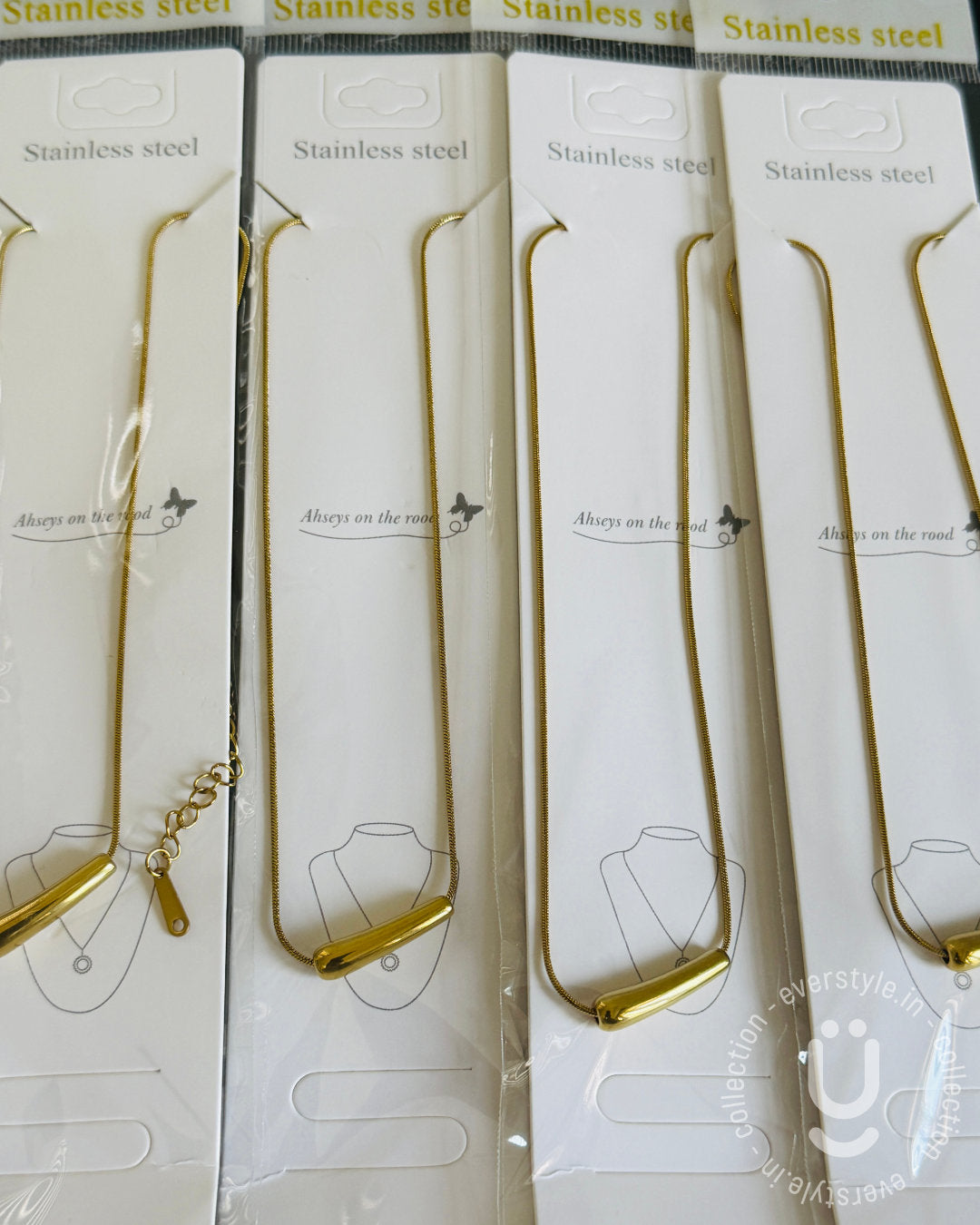 Anti-Tarnish Gold Tube Necklace
