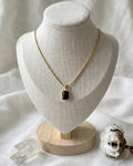Anti-Tarnish Gold Black Pendant Necklace