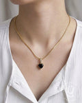 Anti-Tarnish Gold Black Heart Stone Pendant Necklace