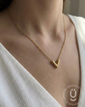 Anti-Tarnish Gold V Pendant Necklace