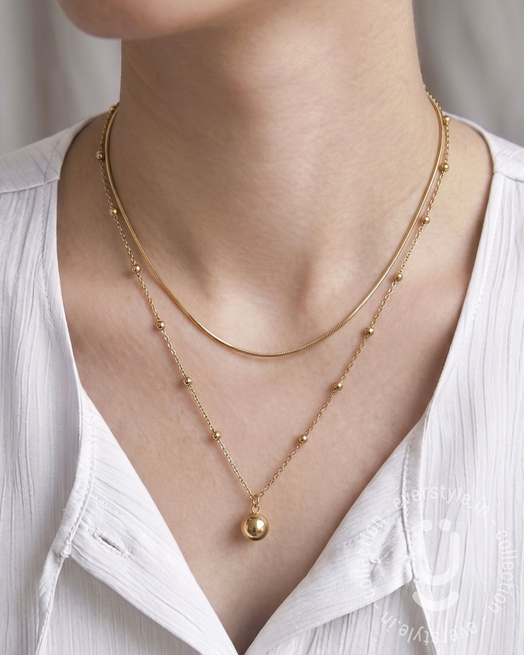 Anti-Tarnish Gold Double Layer Necklace