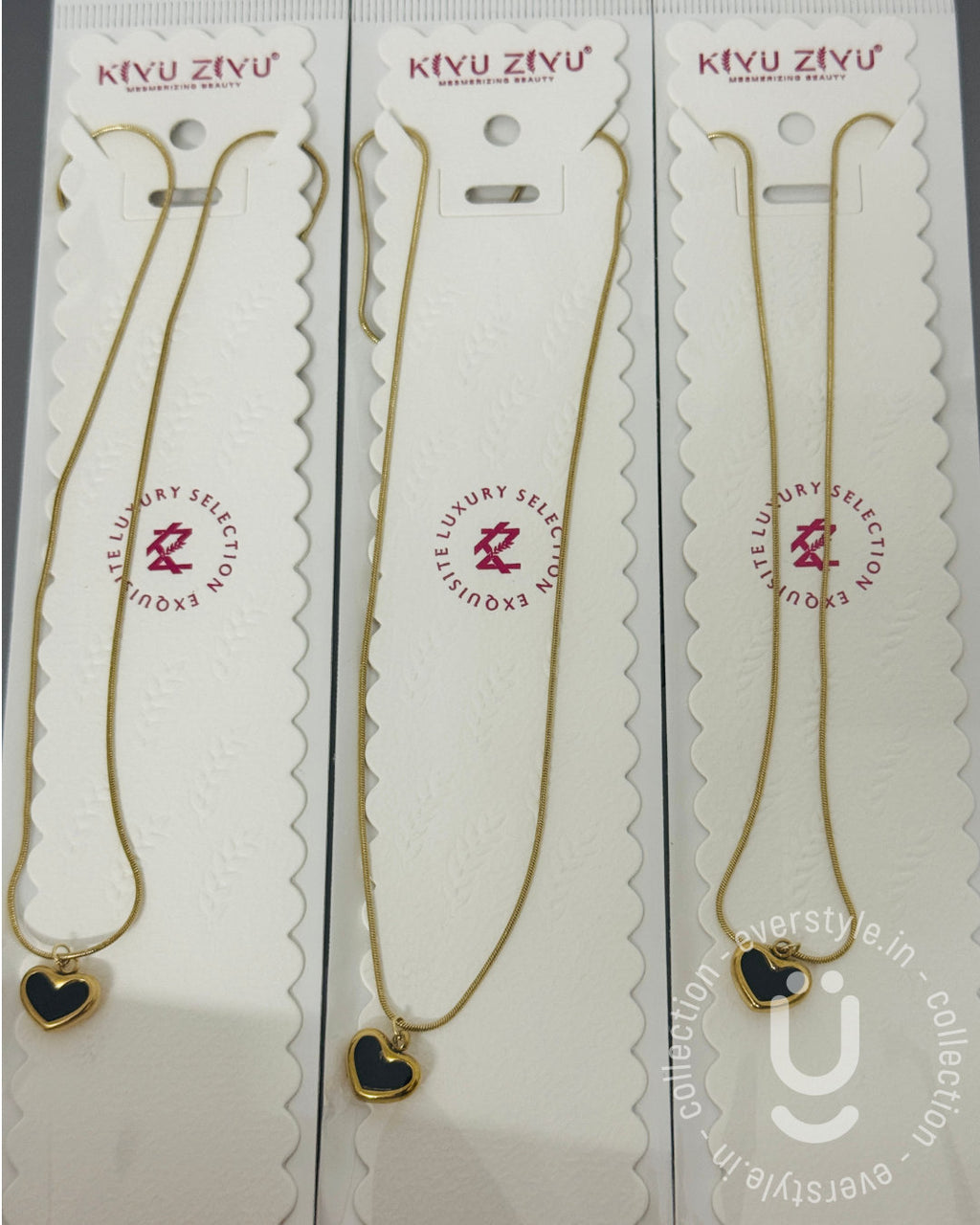 Anti-Tarnish Gold Black Heart Pendant Necklace