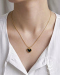 Anti-Tarnish Gold Black Heart Pendant Necklace