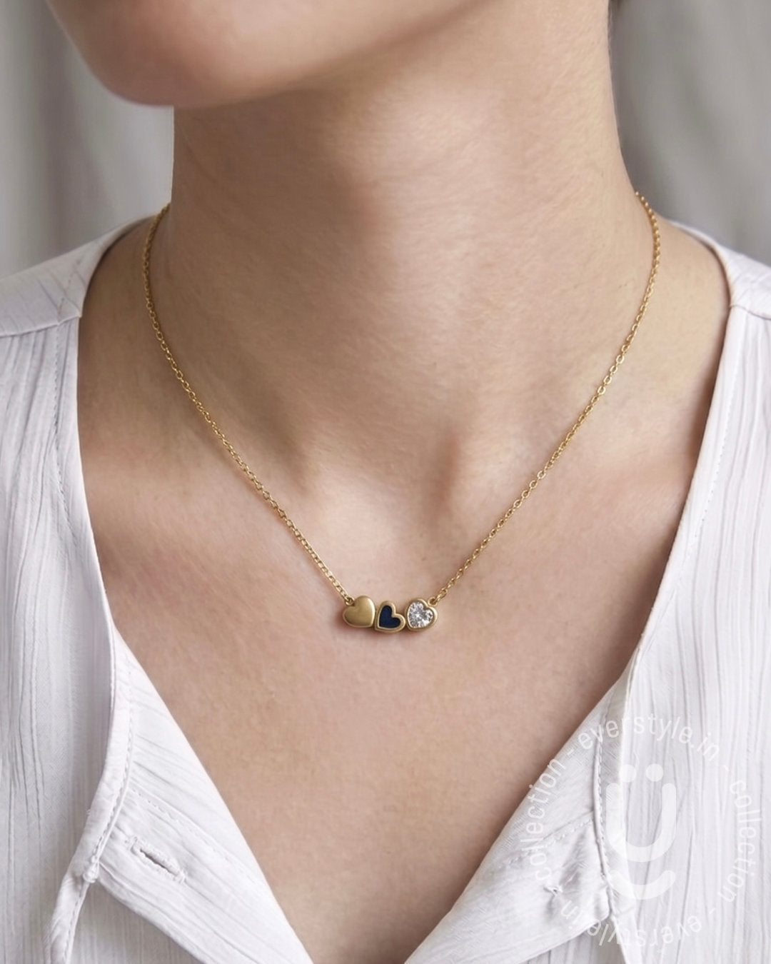 Anti-Tarnish Gold Heart Stone Pendant Necklace