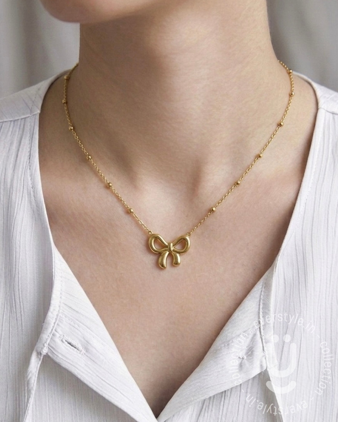 Anti-Tarnish Bow Pendant Necklace