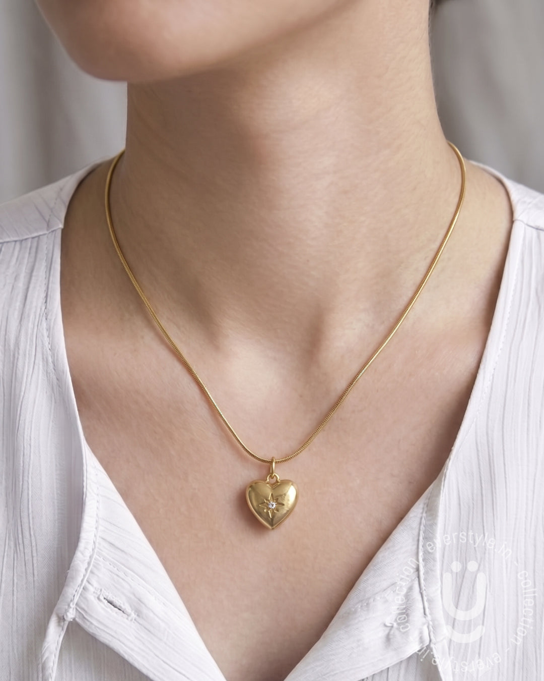 Anti-Tarnish Gold Heart Pendant Necklace