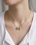 Anti-Tarnish Gold Bow Pendant Necklace