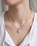 Anti-Tarnish Gold Rectangle Pendant Necklace
