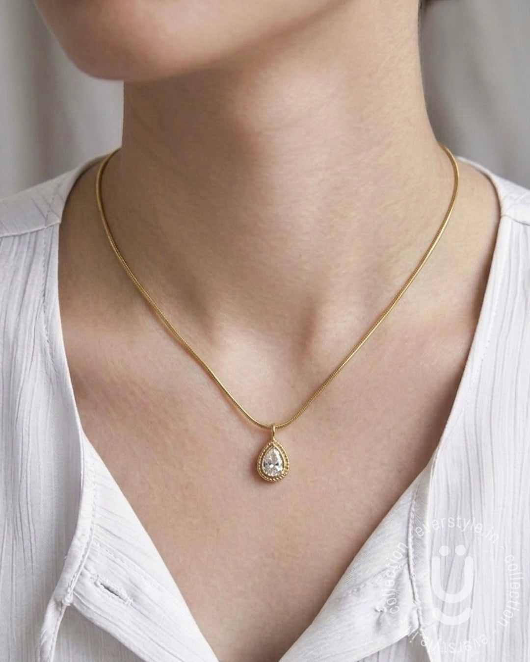 Anti-Tarnish Gold Drop Pendant Necklace