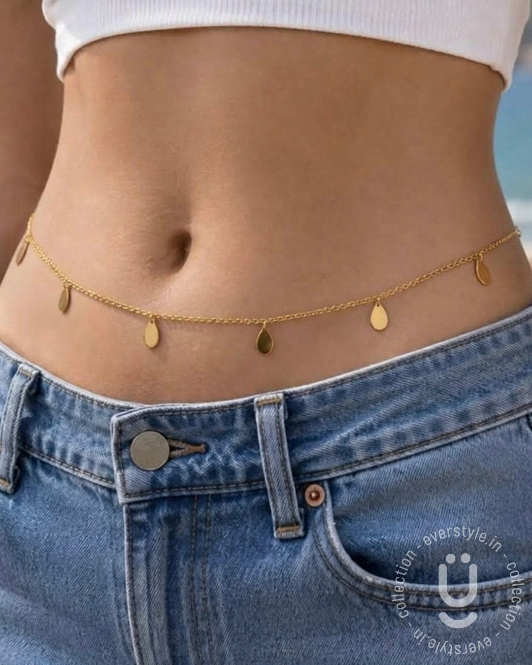 Anti-Tarnish Gold Drop Waist Chain Adjustable