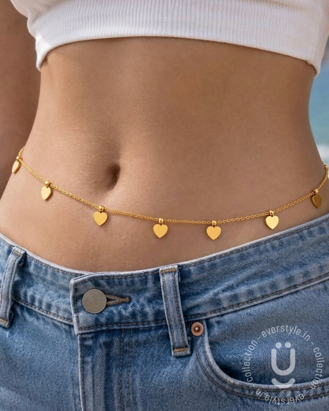 Anti-Tarnish Gold Heart Waist Chain Adjustable
