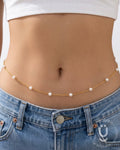 Anti-Tarnish Gold Simple Pearl Waist Chain Adjustable
